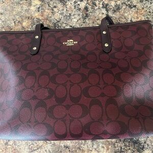 Coach Maroon Signature Tote
